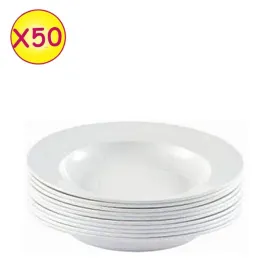 Set De 50 Assiettes Creuses - Mélamine Lourde - Blanc