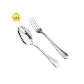 Lot De 12 Couverts ( 6 Cuillères Et 6 Fourchettes ) De Luxe De Table - Inox