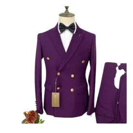 Costume Complet 02 Pieces Croise (Violet ) Pour Homme