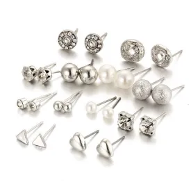 chic Boucles D'Oreilles pour femme 12 Paires - Argent