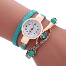 Chic montre - bracelet Quartz 2 en 1 à indexe numéroté très pratique et classe BLEU
