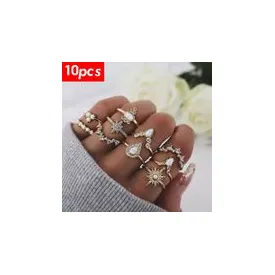 Lot De Bagues - 10 Pièces - Pour Femme-OR
