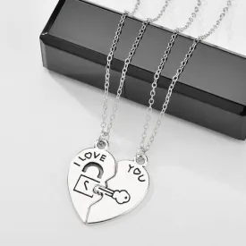 CHAINE DUO A Pendentif Coeur Pour Couple - Argent