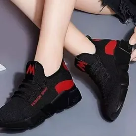 Femme Baskets De Sport Pour Femme  -Noir/Rouge
