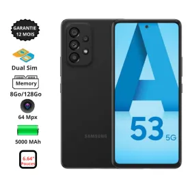 Samsung Galaxy A53 – 6.64" - 5G - Dual Sim - 64Mpx - 8Go – 128Go - 5000mAh – Noir