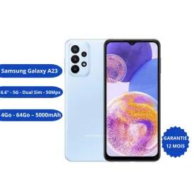Samsung Galaxy A23 – 6.6" - 5G - Dual Sim - 50Mpx - 4Go - 64Go – 5000mAh– Bleu