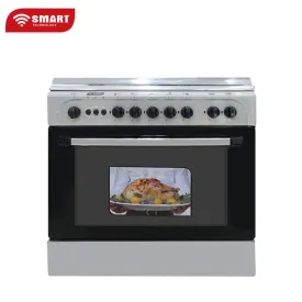 Smart  Technology : Cuisiniere SMART 5 Feux Silver  EGYPT Gazinière 5 Feux Avec Four En Inox STT-5580F- 55 X 80 Cm - Gris
