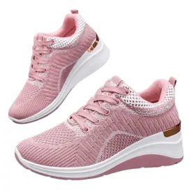 Baskets de marche confortables à lacets pour femmes - Rose