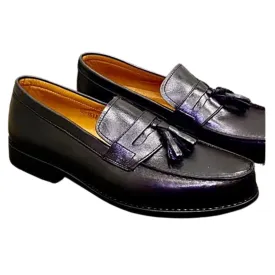 ​Mocassin Homme : En Cuir - Noir a Pompom