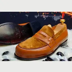 ​Mocassin Homme : En Cuir - Marron- Clair