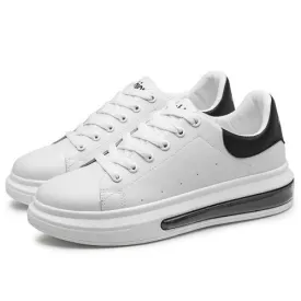 Baskets respirantes en cuir Pu pour femmes, chaussures plates de marque à la mode - Blanc