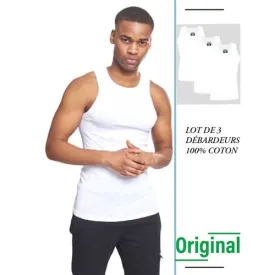 Débardeur côtelé homme 3 pièces - Blanc