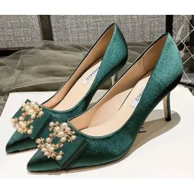 Chaussures à talons hauts pour femmes, escarpins confortables et Sexy, De haute qualité - vert