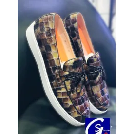 Chaussure Pour Hommes - A Pompom -Marron