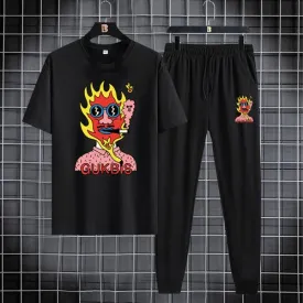 Ensemble sweat-shirt à manches longues et pantalon pour Hommes, vêtements décontractés en coton, sweat-shirt et pantalon - Noir