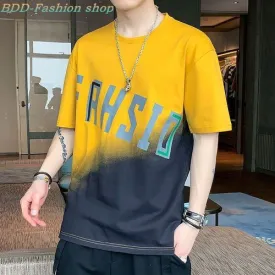 T-shirt à manches courtes pour homme, Streetwear, décontracté, tendance, imprimé - Multicolore