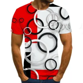 T-shirt manches courtes col rond pour homme, estival et décontracté, avec cercle imprimés en 3D