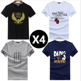 ​Tee-Shirts - 4 Pièces - Pour Homme - Multicolore
