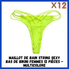 MAILLOT DE BAIN STRING SEXY BAS DE BIKINI 12 PIECES - MULTICOLORE