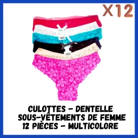 CULOTTES - DENTELLE SOUS-VETEMENTS DE FEMME 12 PIECES - MULTICOLORE