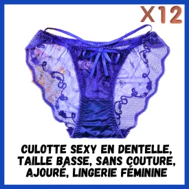 CULOTTE SEXY EN DENTELLE, TAILLE BASSE, SANS COUTURE, AJOURE, LINGERIE FEMININE