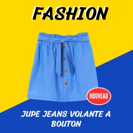 JUPE JEANS VOLANTE A BOUTON