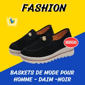 Baskets De Mode Pour Homme - Daim -Noir