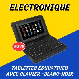 ​​​​Tablettes éducatives avec clavier -Blanc-Noir