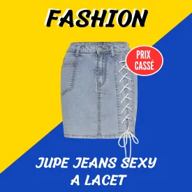 JUPE JEANS SEXY A LACET
