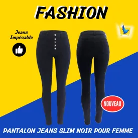 PANTALON JEANS SLIM NOIR POUR FEMME