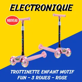Trottinette Enfant Motif Fun - 3 Roues - Rose